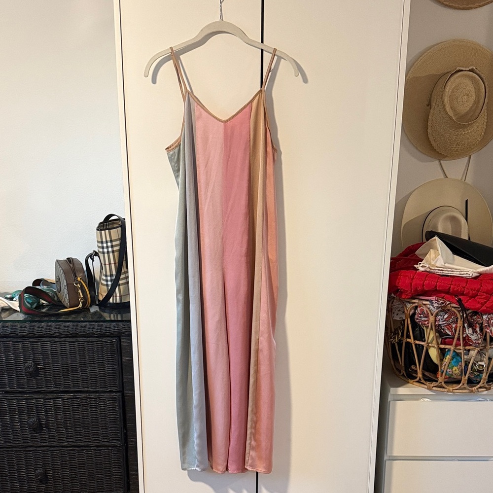 STORIA / Satin Striped Jumpsuit